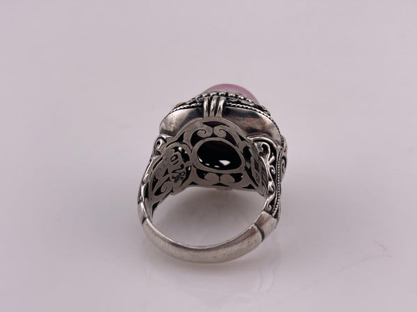 size 8 sterling silver & 18k gold Robert Manse mabe pink pearl ring