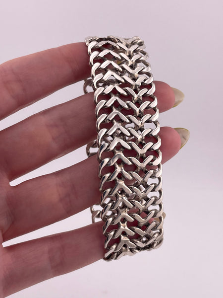 sterling silver stoneless Mexican woven chainmail flat link bracelet