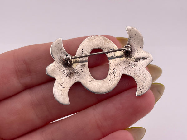 sterling silver open circle filigree brooch