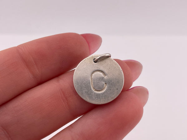sterling silver letter 'C' initial pendant