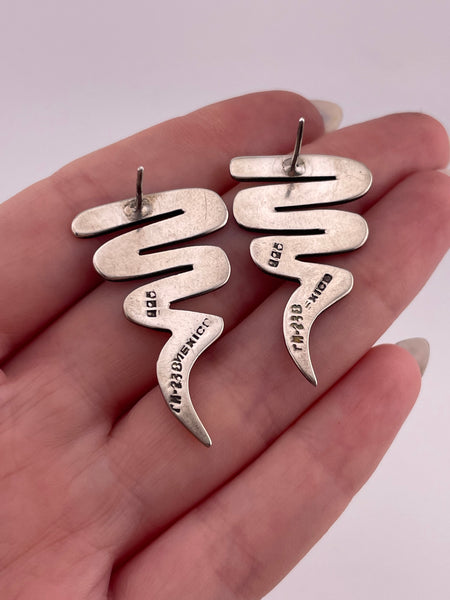 sterling silver Mexican zig-zag squiggle post earrings