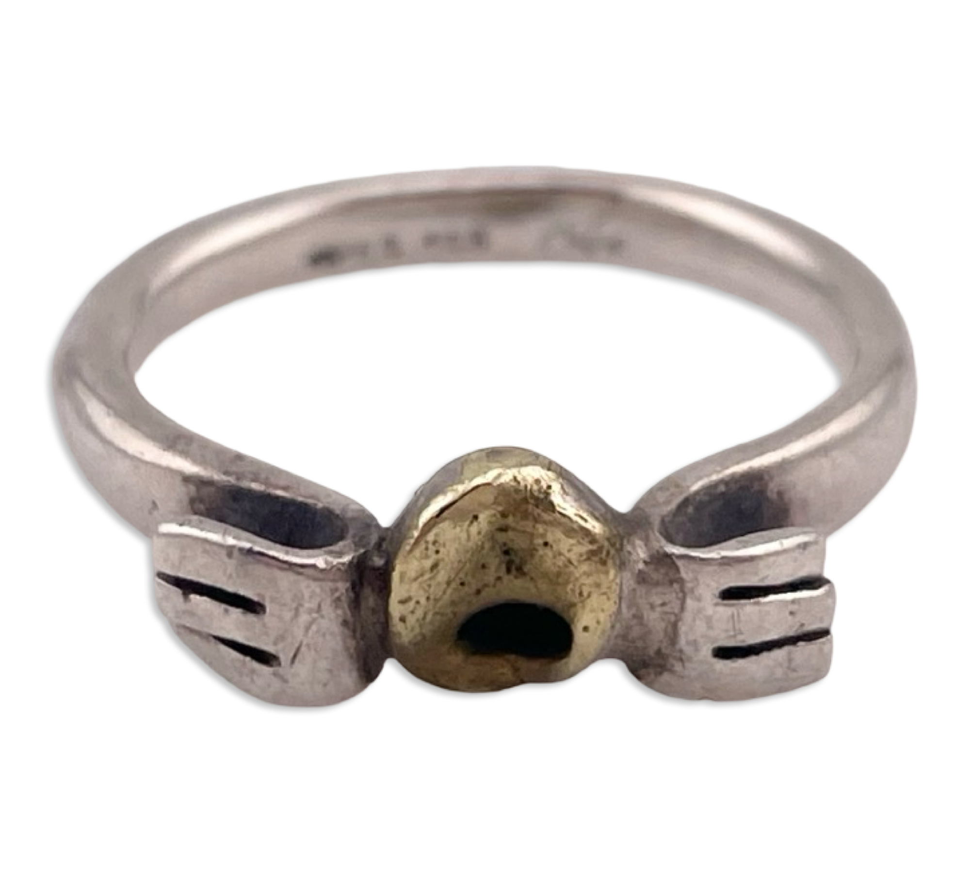 size 7.5 sterling silver & brass ring