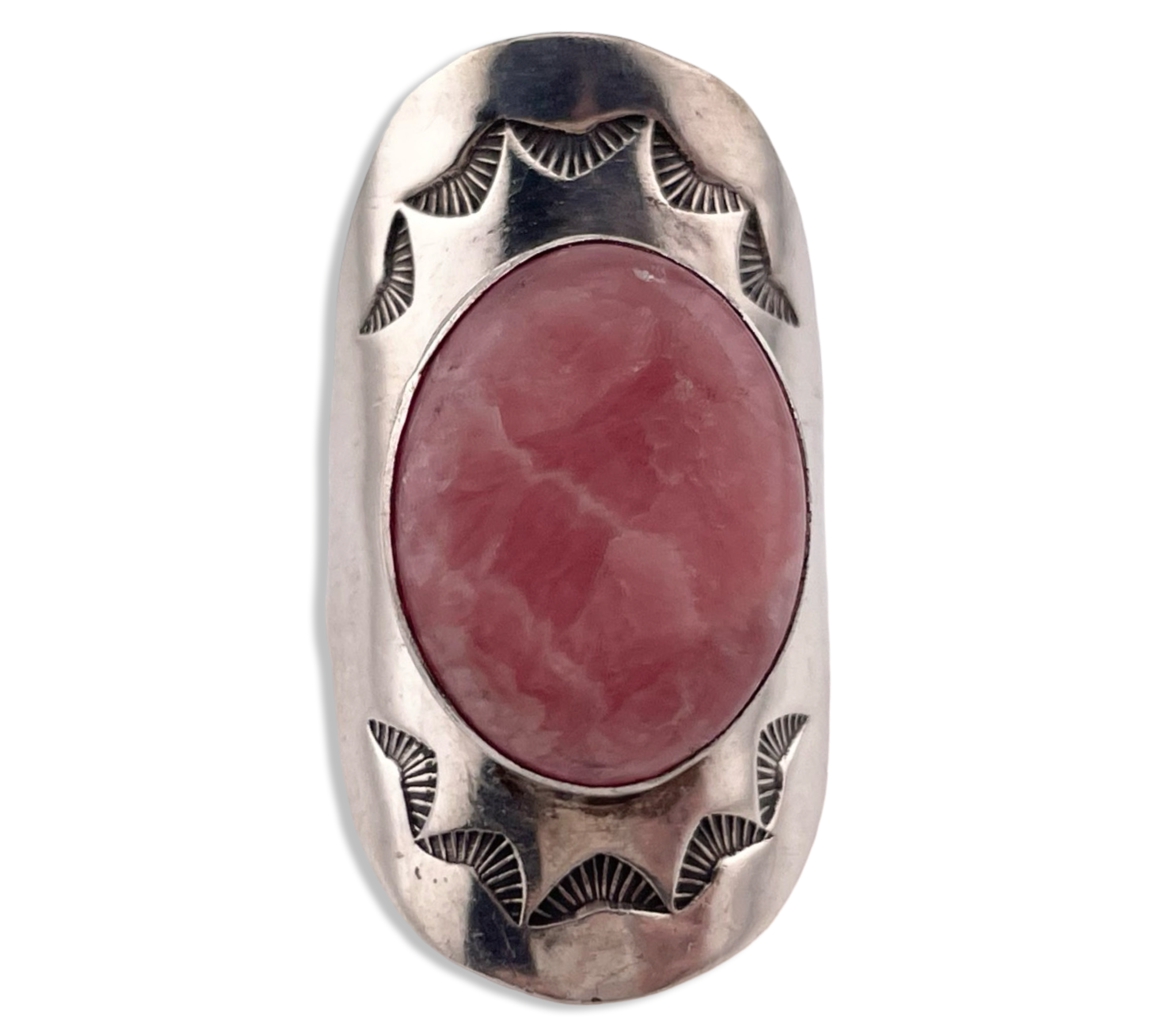 size 9.25 sterling silver Carol Felley large rhodochrosite saddle ring