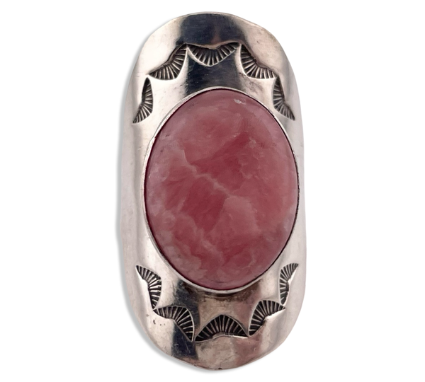 size 9.25 sterling silver Carol Felley large rhodochrosite saddle ring