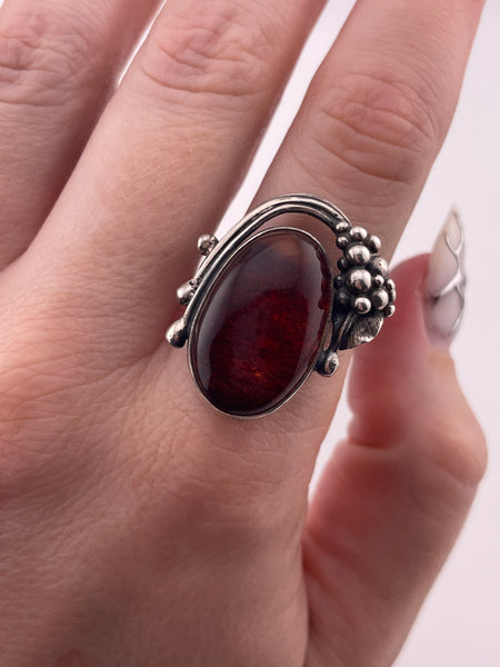 size 8 sterling silver amber grapes ring