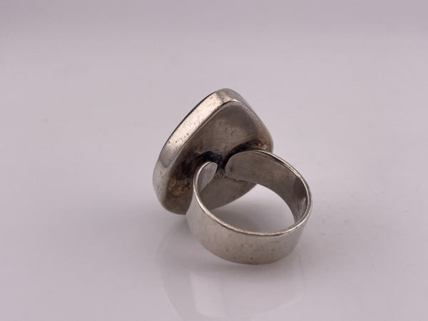 size 8.5 sterling silver chunky heavy jasper teardrop ring