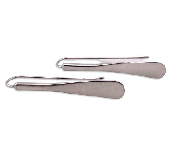 sterling silver stoneless long hammered paddle dangle earrings