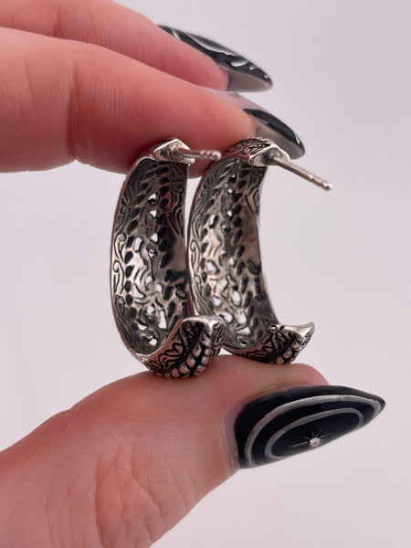 sterling silver 1" Carolyn Pollack post hoop earrings