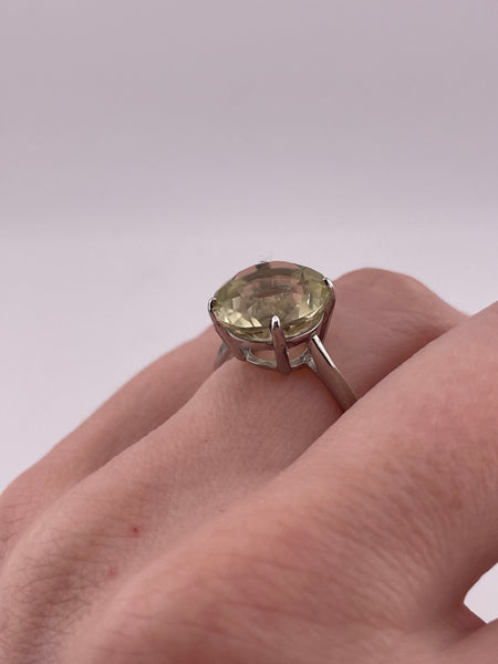 size 7.5 sterling silver faceted lab yellow topaz ring