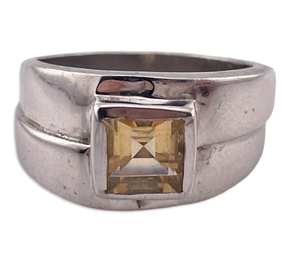 size 7 sterling silver faceted citrine ring