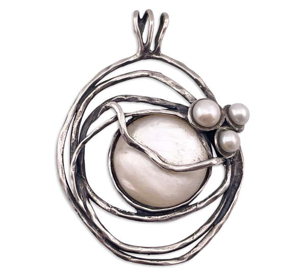sterling silver pearl mother of pearl pendant