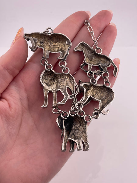 sterling silver 1991 Carol Felley safari animal necklace