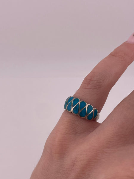 size 5.5 sterling silver synthetic turquoise ring