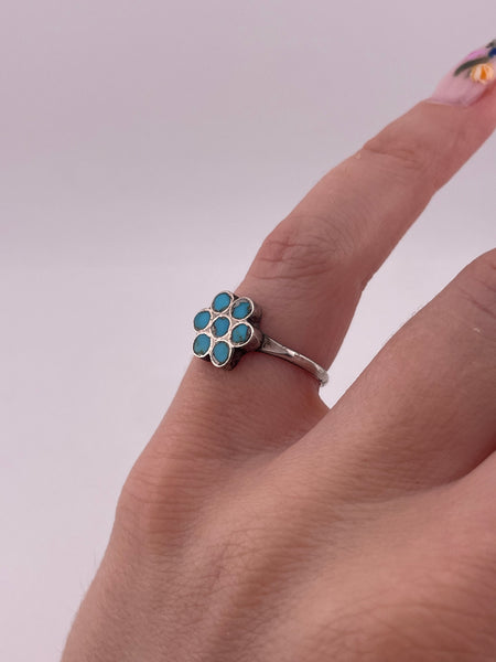 size 5.5 sterling silver turquoise inlay flower ring