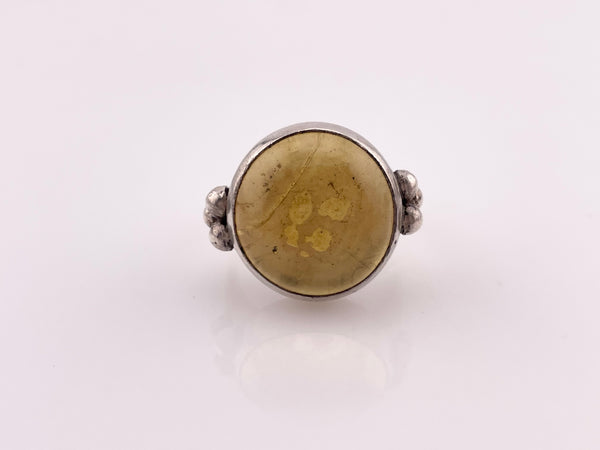 size 8.75 sterling silver round yellow glass ring