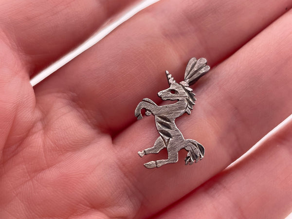 sterling silver unicorn pendant
