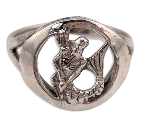 size 8.75 sterling silver merman with trident ring