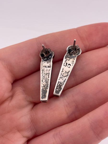 sterling silver opal simulant post earrings