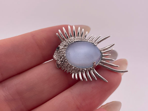 sterling silver glass fish brooch pin ***AS IS***