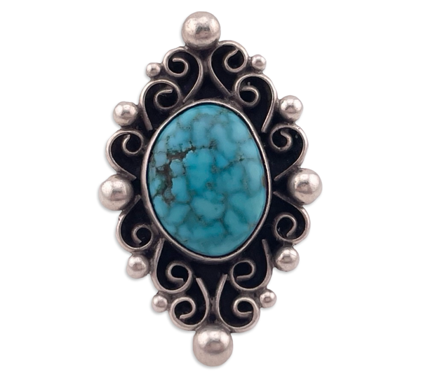size 6.25 sterling silver turquoise swirl ring