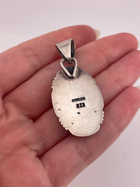 sterling silver stabilized turquoise faux coral pendant