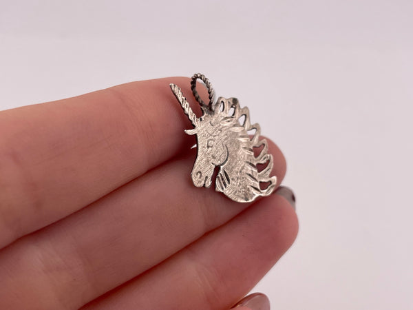 sterling silver unicorn head pendant