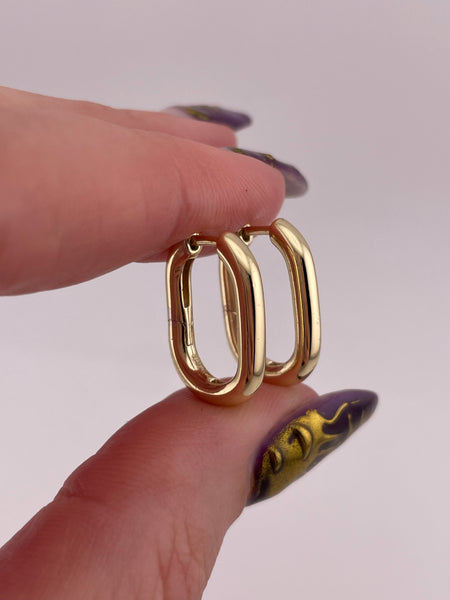 gold plated sterling silver hinge oval hoop small rhinestone earrings