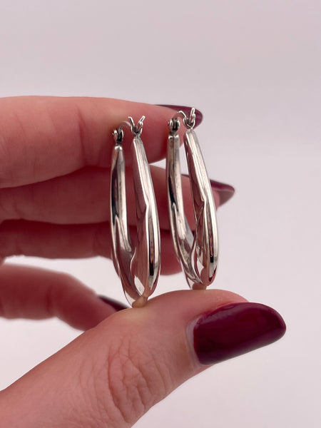 sterling silver puffy shaped hoop earrings