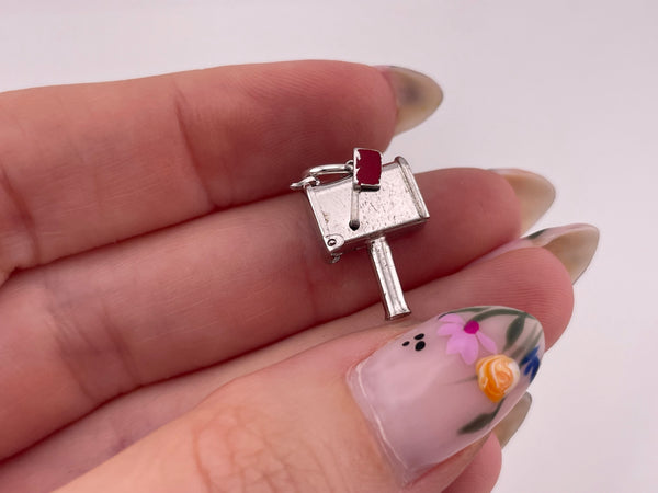 sterling silver rhodium plated mailbox pendant
