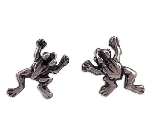 sterling silver frog stud earrings