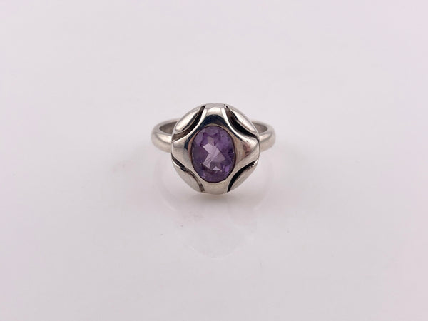 size 7.5 sterling silver faceted amethyst ring