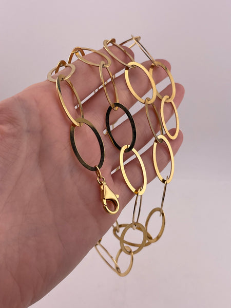 sterling silver gold plated 36.5" Italian oval chain link necklace