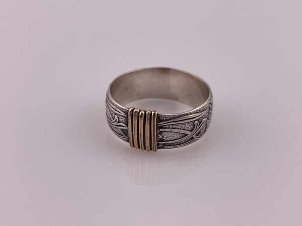 size 8.75 sterling silver gold plated floral band ring