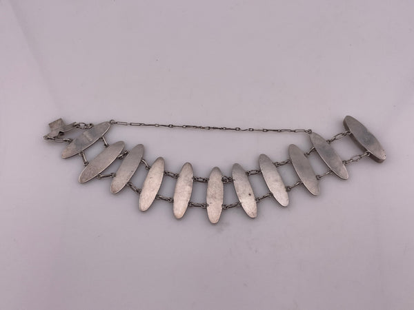 sterling silver etched floral link bracelet