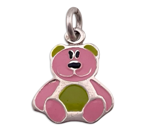 sterling silver small teddy bear charm pendant