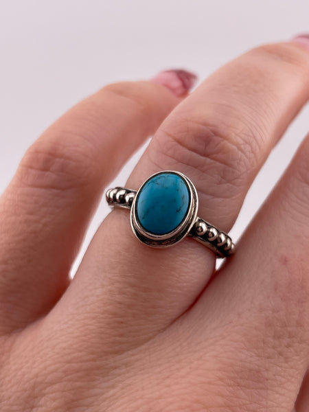 size 6.25 sterling silver stabilized turquoise ball design band ring