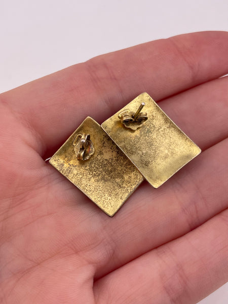 sterling silver gold wash enamel post earrings