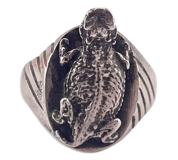 size 11.5 sterling silver horned toad lizard ring