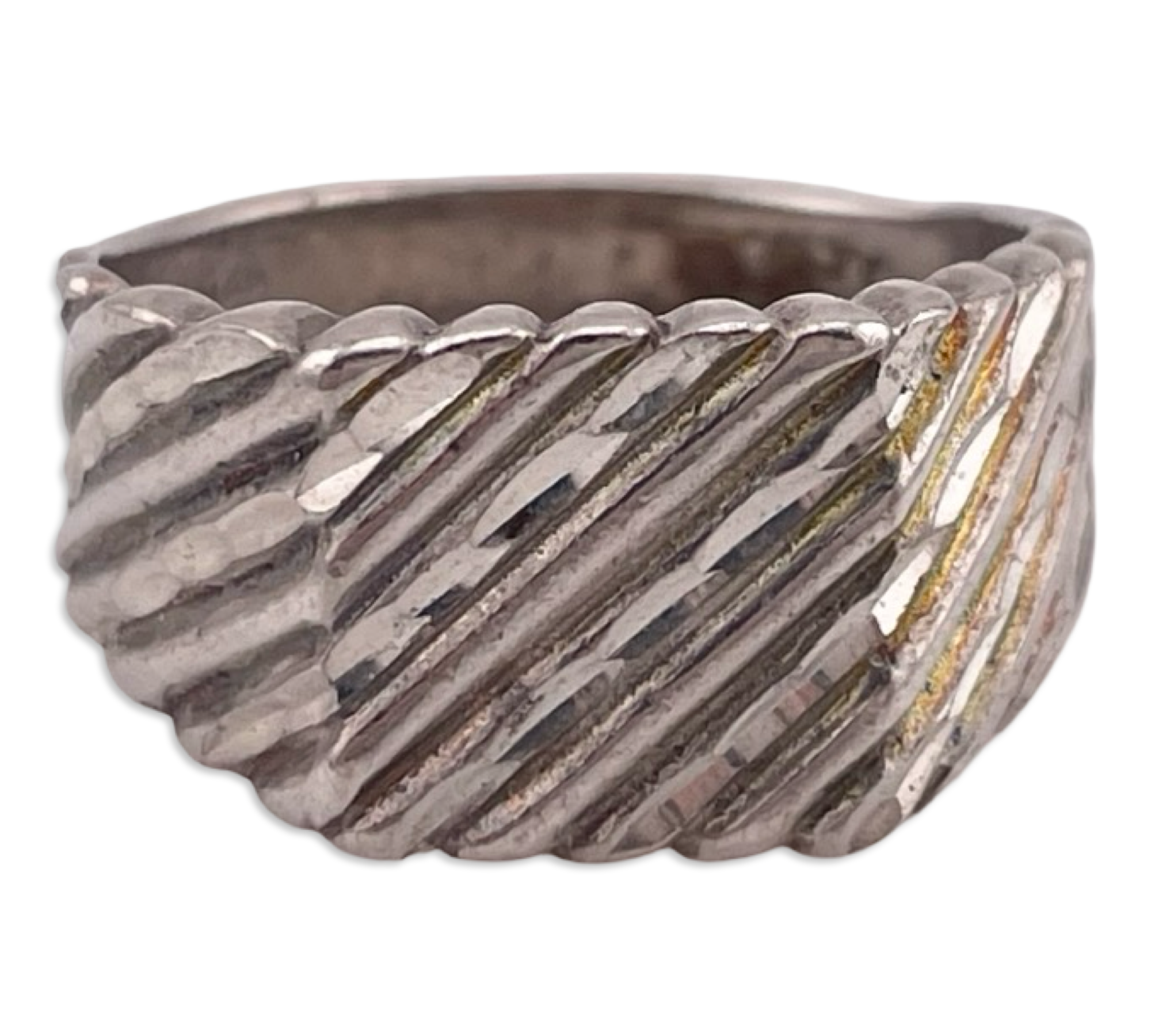 size 8.5 sterling silver stoneless textured etched ring