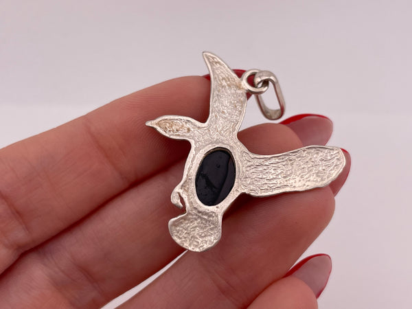 sterling silver amber bird pendant