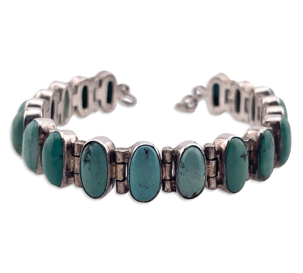 sterling silver 8" stabilized turquoise link bracelet ***AS IS***
