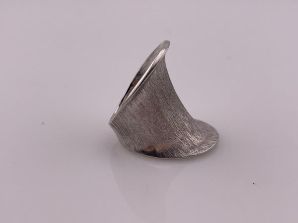 size 5 sterling silver brushed finish concave ring