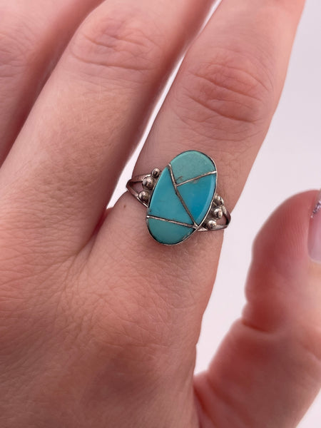 size 7.75 sterling silver turquoise inlay ring