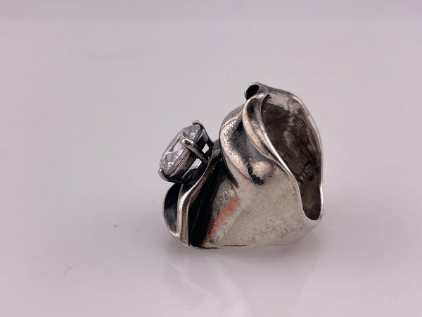 size 7 sterling silver rhinestone wavy ring