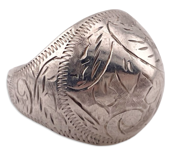 size 5.25 sterling silver etched scroll dome ring