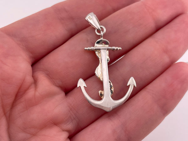 sterling silver mermaid anchor pendant