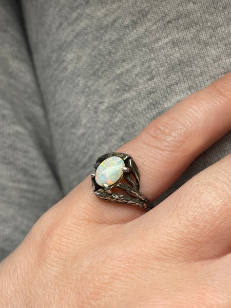 size 5.75 sterling silver opal ring