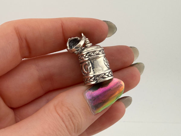 sterling silver 'DKG' rose flower bell pendant