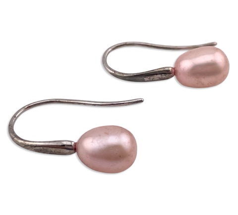 sterling silver pearl hook earrings