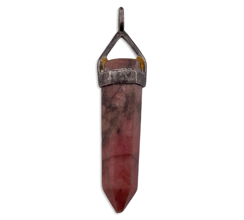 sterling silver rhodonite crystal point shape pendant ***AS IS***